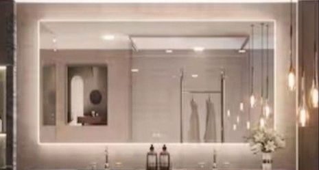 KeonJinn 48 in. W x 30 in. H Rectangular Frameless LED Light Anti-Fog Wall Bathroom Vanity Mirror with Backlit