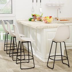 Swivel Bar Stools Set of 4 Modern Counter Height Bar Chairs with Plastic Back 