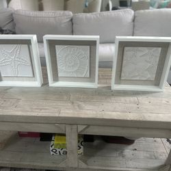Coastal Themed Shadow Box Framed - 3 Piece Set 