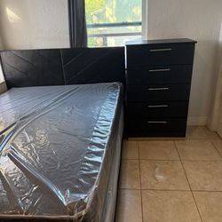 Queen Size Bed Frame New In The Box With Mattress  And 1 Chest. All New Furniture Free Delivery Free Installation 