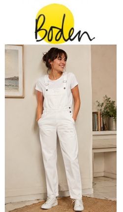 Boden Denim White Bib Overalls / Dungarees Sz 8