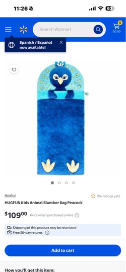 Hugfun Kids Peacock Animal Slumber Bag