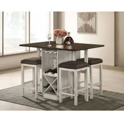Dark Walnut / White Dining Table Set 
