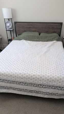 Queen bed frame with two matching nightstands