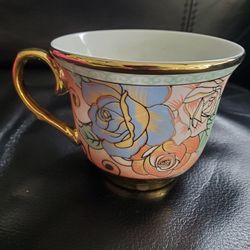 Purple Lavendar Flowers Gold Leaf Cup Saucer Tea Set 