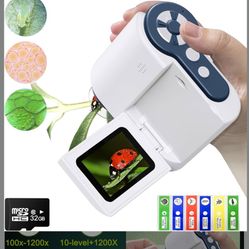Digital Microscope, 2'' LCD Screen Microscope for Kids and Adults，1200X with 6 Adjustable LED Lights, 32GB SD Card,Photo and Video
