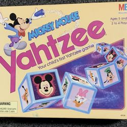 Vintage 1988 Milton Bradley Mickey Mouse YAHTZEE Board Game - 100% Complete - excellent condition - few minor red pen marks on box 
