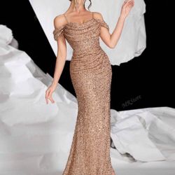 Long Sequin Gold Dress 