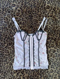 victorias secret floral corset top🩷🖤