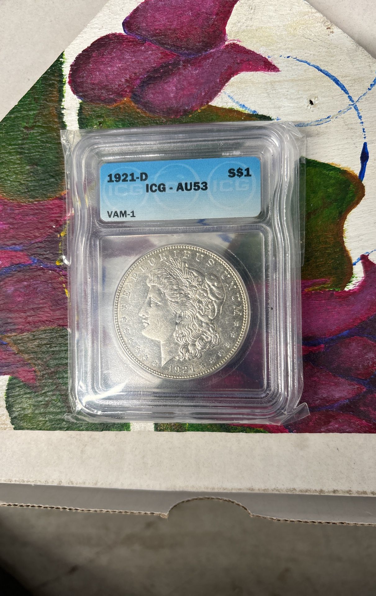1921-D $1 Morgan Silver Dollar AU53 Details ICG Vam-1