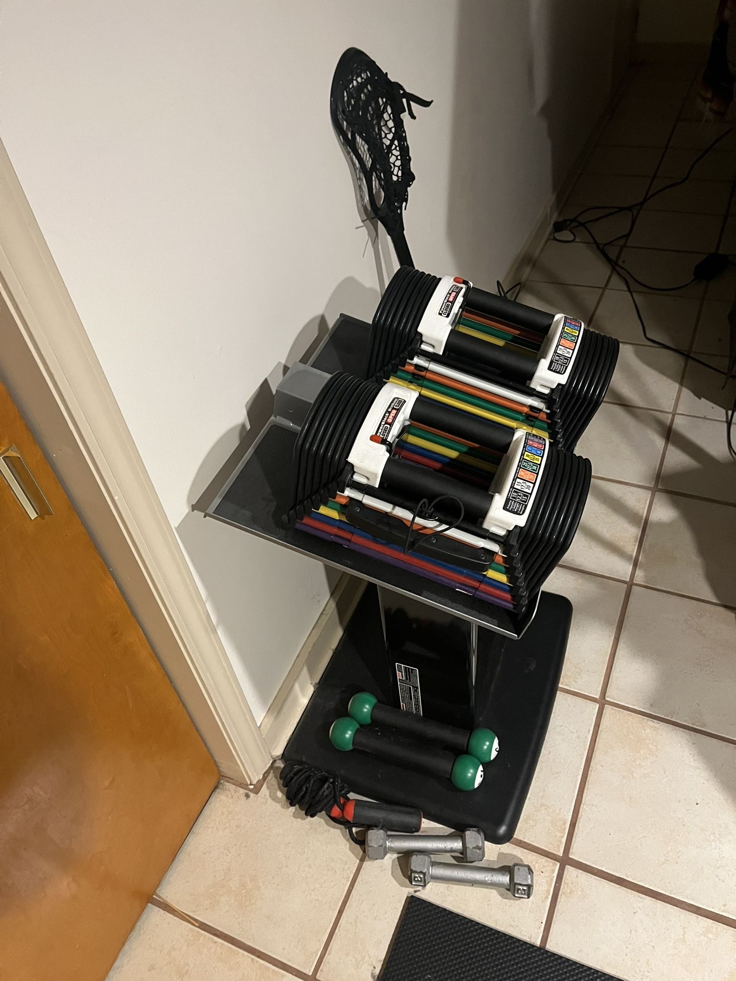 Powerblock Urethane U90 90lb Adjustable Dumbbells with Large Column Stand