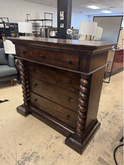 Vintage Barley Twist Vanity Chest of Drawers By Lane For Eddie Bauer - 50” x 22” x 46” - Originally $4500