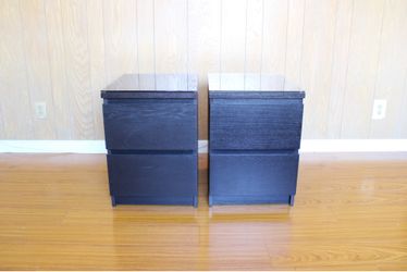 Double-Drawer Nightstands With Glass Top Protector (Set of 2)