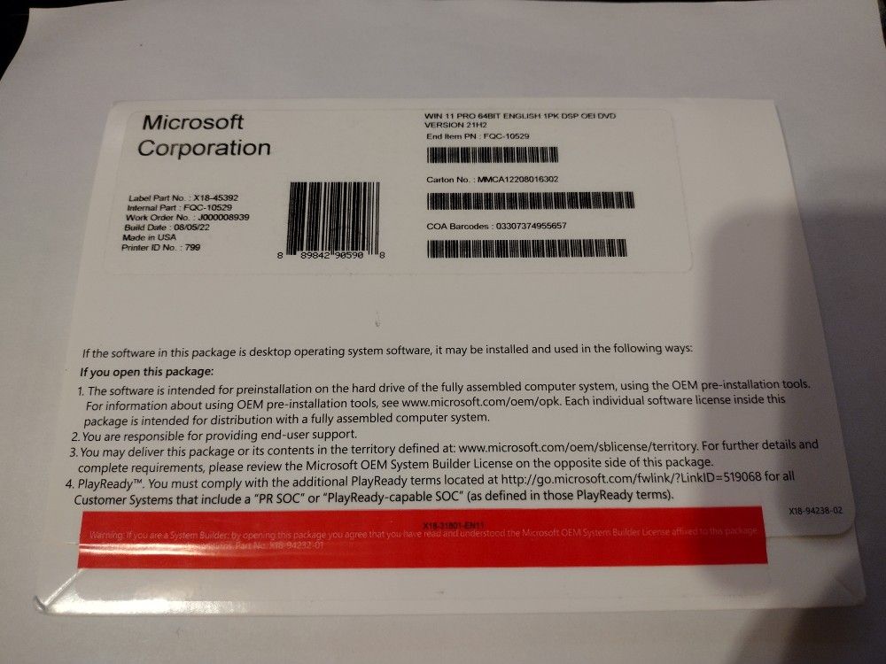 OEM Windows 11 Pro Full Version $129