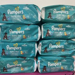 Pamper Baby Dry Size 4 all 8 bags total 224 diapers x $62