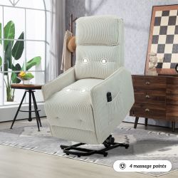 Recliner Chair, Electric Recliner Chairs for Adults, Side Pocket Power Reclining Chair Pocket Springs Seat Cushion, Corduroy Fabric Recliner 