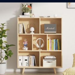 Wood Cube Bookcase Vertical Book Rack Library Shelves