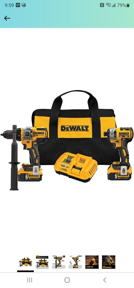 DEWALT 20-Volt MAX Lithium-Ion Cordless Combo Kit (2-Tool) with Two Batteries 5.0 Ah, Charger and Bag