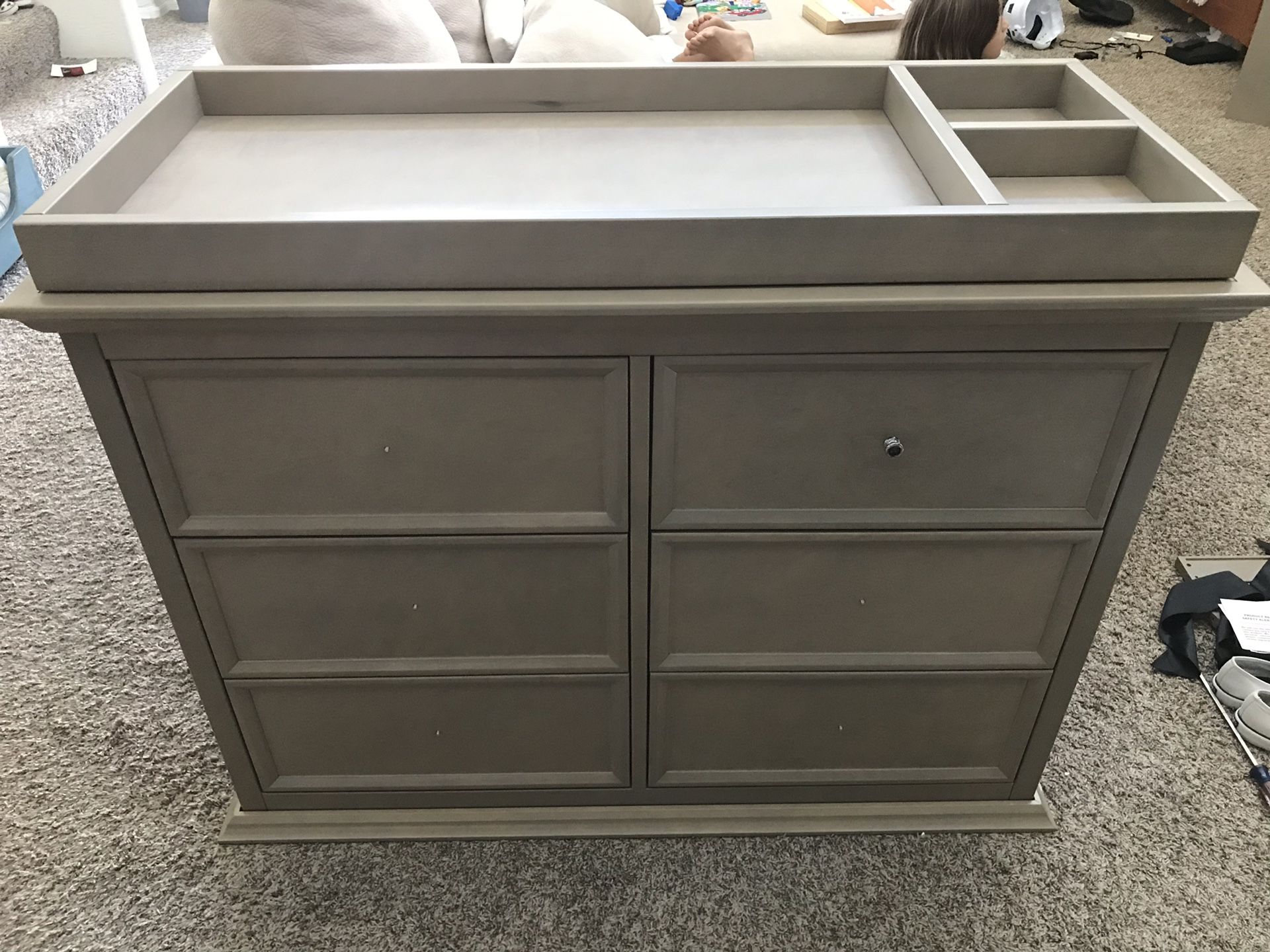 Dresser grey washed with Changing Table Tray