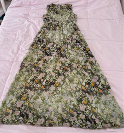 Madewell multicolored floral chiffon lined maxi dress, size 0
