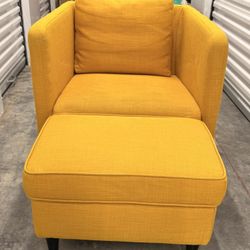 Armchair Yellow with Ottoman