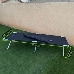 New Military Style XL Folding Cot Bed Black 