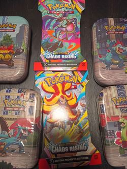 Pokemon Chaos Rising 2 booster packs &miniTins seald new