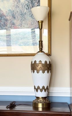 Lamp Hollywood Regency, Tall White, Statement for Entrances Hall