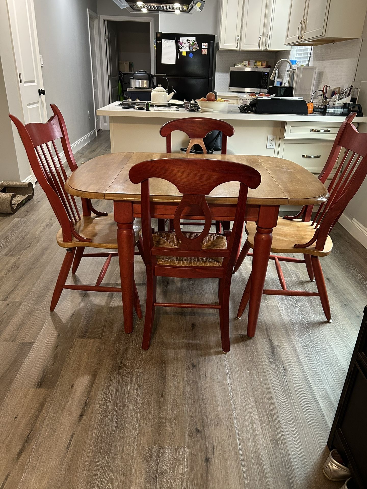 Solid Wood Drop Leaf Table & Chairs