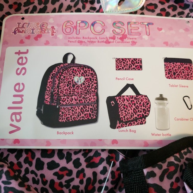 NEW Girl’s Backpack Set -- Cheetah