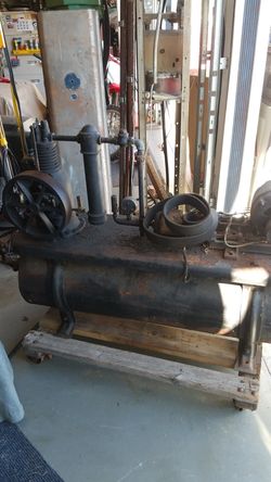 Vintage gas station 1930's air compressor pump