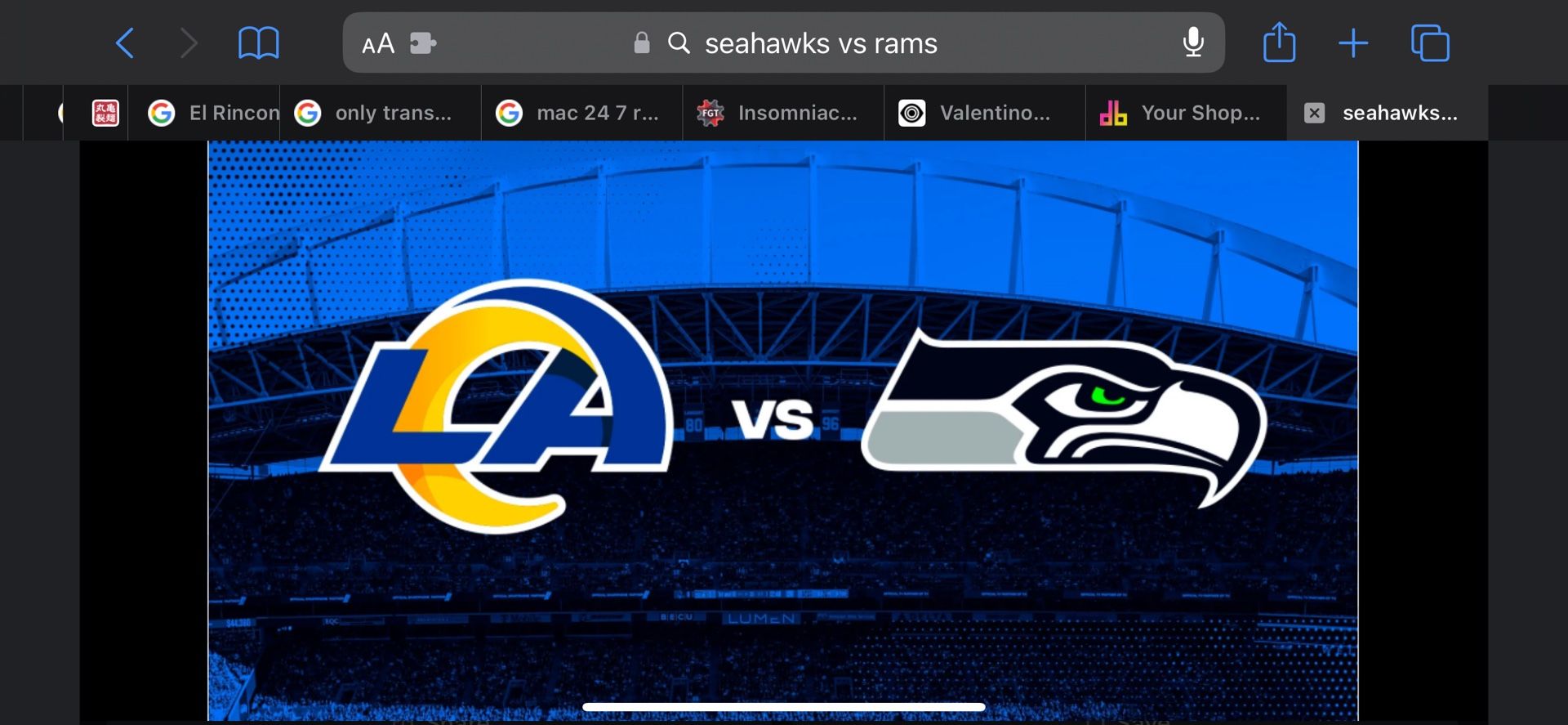 Seahawks vs Rams 11/3 Two Tickets