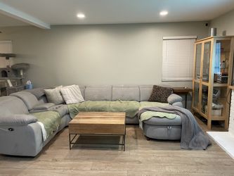 Sectional recliner with chaise 6 pieces Grey
