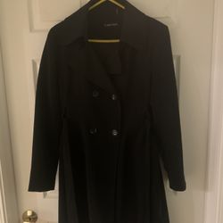Calvin Klein Wool Lined Raincoat, Black, Womens’s