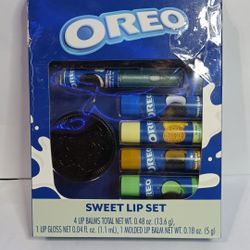 OREO Sweet Lip Set 4 Balms, 1 Lip Gloss, & 1 Molded Lip Balm NIB