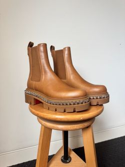 Christian Louboutin Tan Leather Chelsea Platform Boots