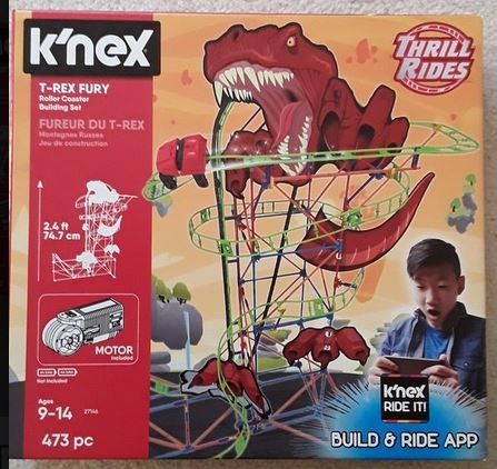 *BRAND NEW In Original Sealed Packed Box * K`nex MlThrill Rides T-Rex Fury Roller Coaster Building set 473 pcs