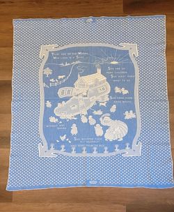 Vintage Bates Nursery Rhyme Coverlet: Jacquard
Woven Baby Blanket

1950's