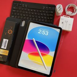 Apple ipad 10th Generation 64GB WiFi + cellular (5G) unlocked with pen, keyboard and accessories 