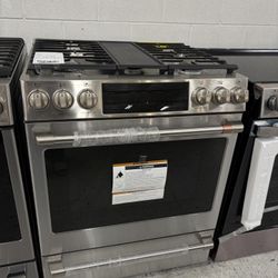 Cafe 30in 5.7 Cu Ft Smart Slide In Dual Fuel Range With Convection Oven In Stainless Steel