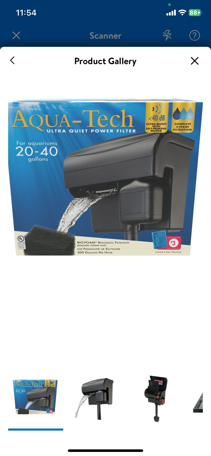 Aqua-Tech Ultra Quiet Power Filter, For Aquariums 20-40 Gallons