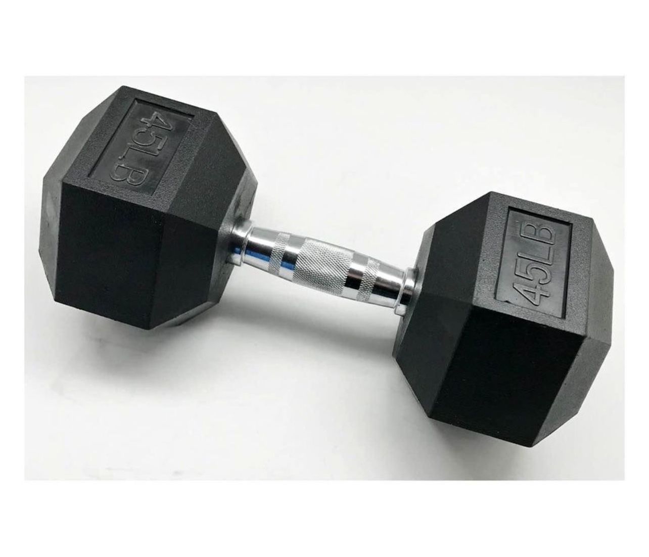 BalanceFrom Barbell Rubber Hex Dumbbell, 45lb Single