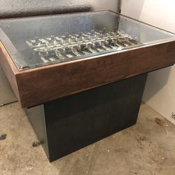 Alder Table with Built-In Vintage Electrical Panel