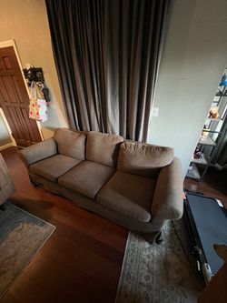 2 Sofas – Gray Sectional & Brown 3-Seater – $195 OBO