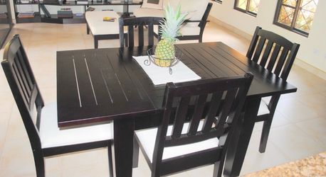 Dark Wood Dining Table with 4 Chairs
