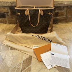 ❤️ AUTHENTIC LV LOUIS VUITTON NEVERFULL MM MONOGRAM W/ BOX DUSTBAG RECEIPT ❤️