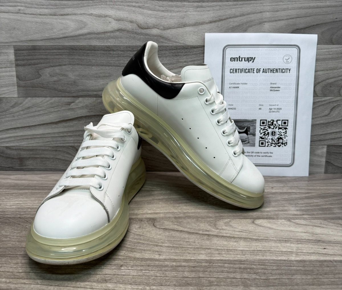 Alexander McQueen Oversized Clear Sole Sneakers Size 45 US 12 Authentic (A1D014031)