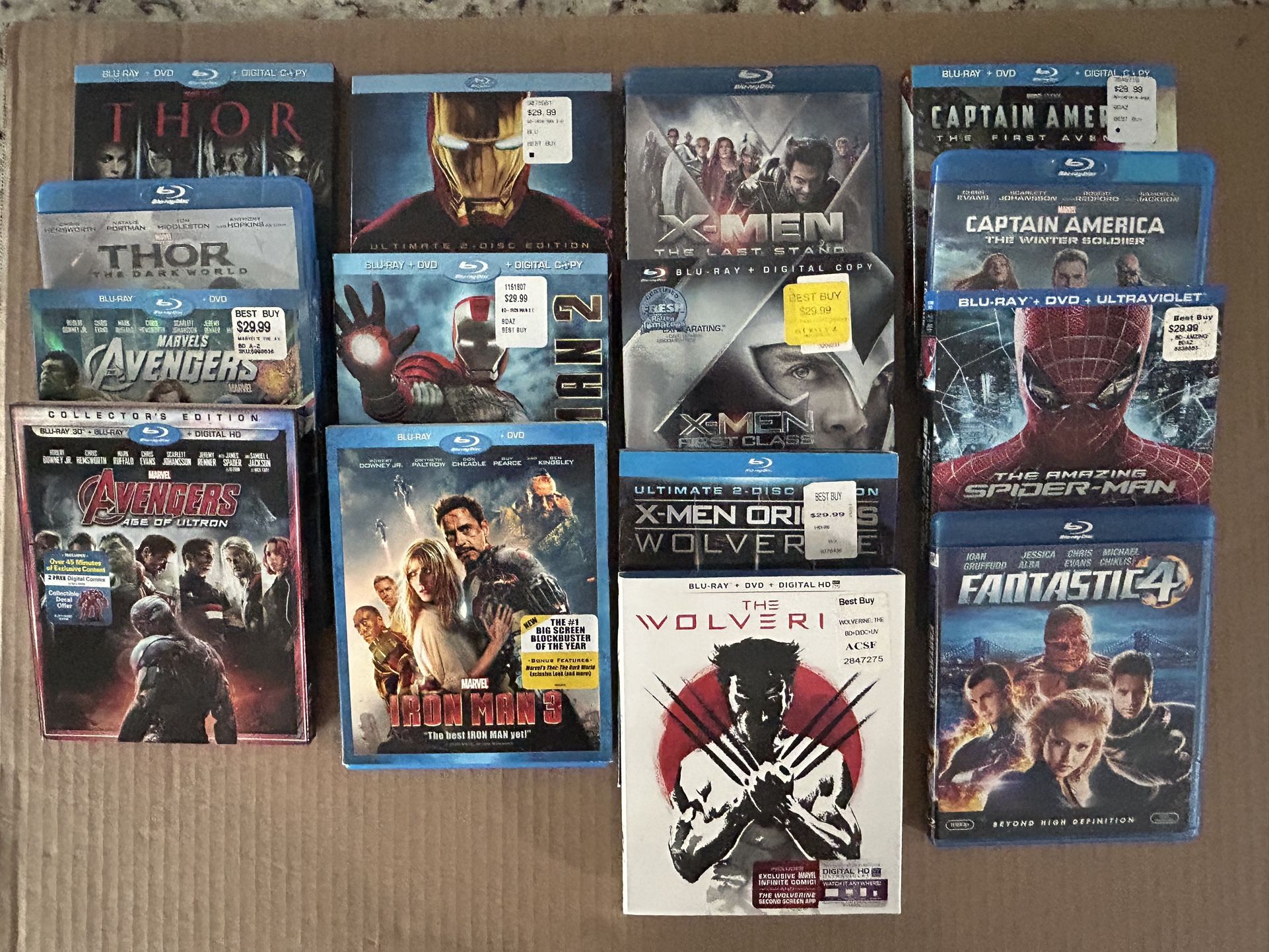 “MARVEL” Blu-Ray Lot: (15)Movies. “Avengers, Thor, Ironman,Spider-Man X-Men++. MINT!!!😎