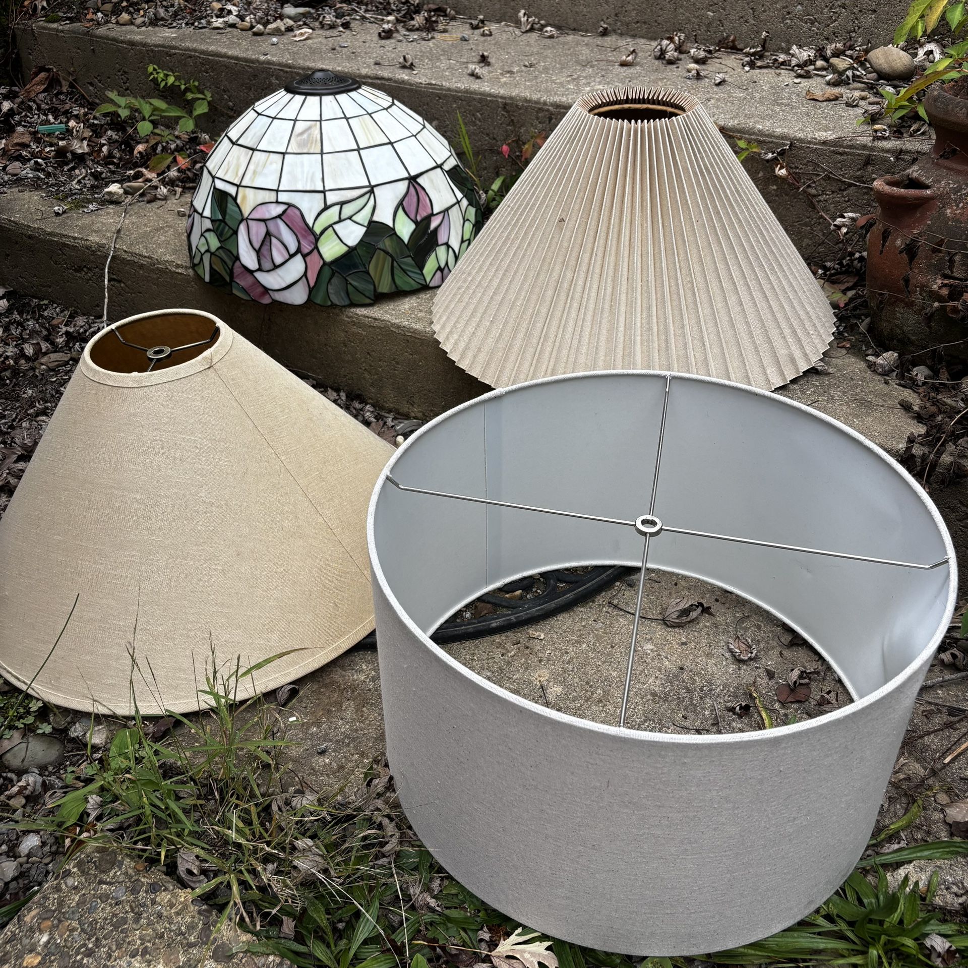 Vintage Lamp Shade Set Stained Glass