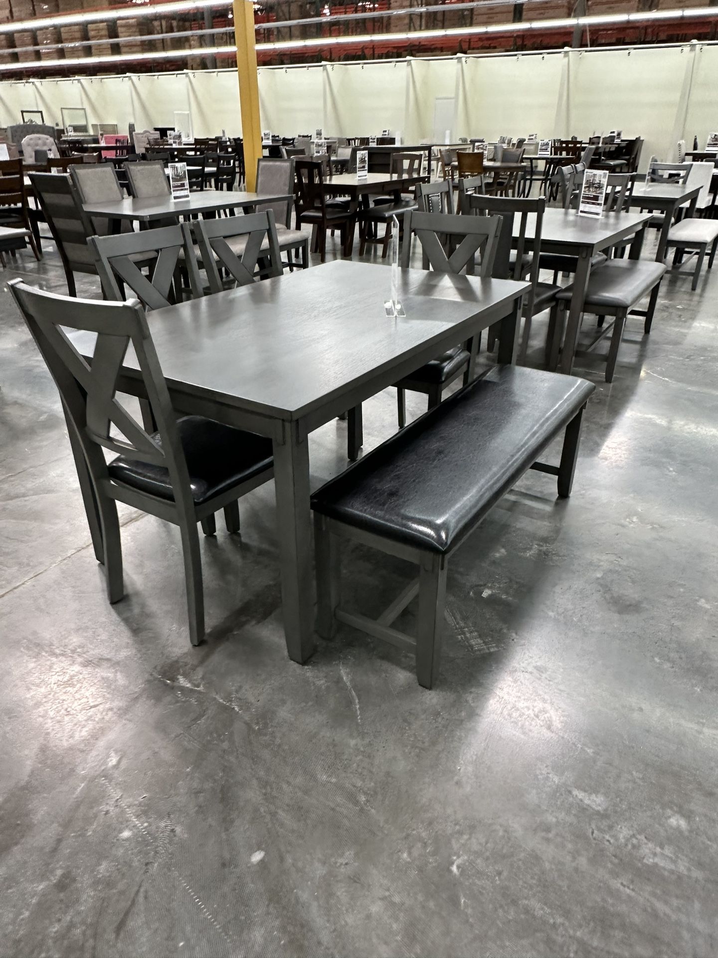 6 Pcs Dining Set Table + 4 Chairs + Bench Color: Espresso. Bonito Conedor De 6 Piezas Color Cafe. 💢 Comedor De 6 Piezas Nuevo En Caja